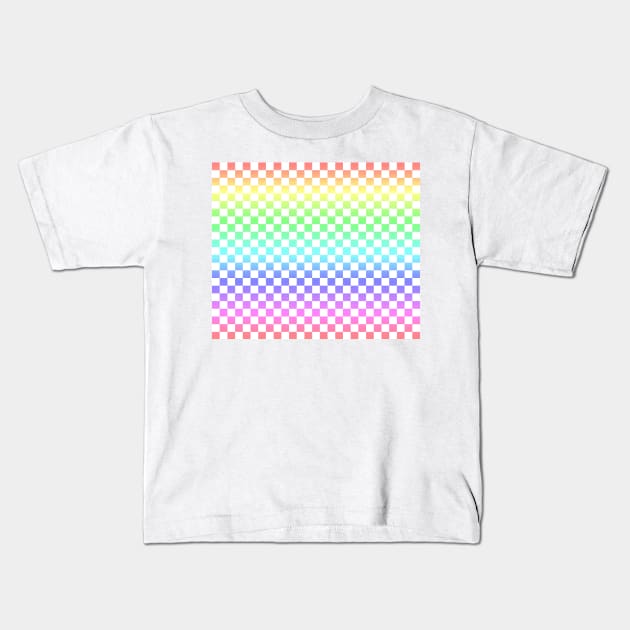 White checkered Rainbow Ombre Kids T-Shirt by saradaboru